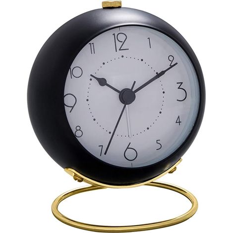 Reloj de mesa, despertador silencioso de cuarzo, retroiluminación LED, diseño de astronauta de metal, para dormitorio/sala de estar. (1/5)