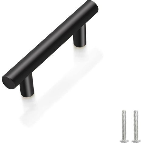 10 Unités En Noir acier inoxydable Boutons De Porte Tirer La Poignée De Meubles avec Vis pour Tiroir Meuble Cuisine Cuisine Home Decorating, Trou à Trou Centre Distance 160 mm (1/5)
