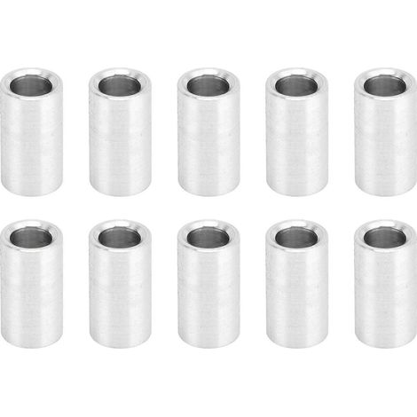 Lot de 10 entretoises rondes non filetées en alliage d'aluminium, diamètre extérieur 6 mm, longueur 12 m