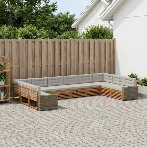 vidaXL Sofagarnituren mit Kissen 10 pcs Massivholz Akazie (1/5)