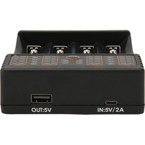 Chargeur de batterie universel intelligent à 4 emplacements avec sortie USB et témoin lumineux LED pour batteries Li-ion 3,8 V et 3,7 V IMR 18650, 26650, RCR123A, 14500 et 16340 (1/5)