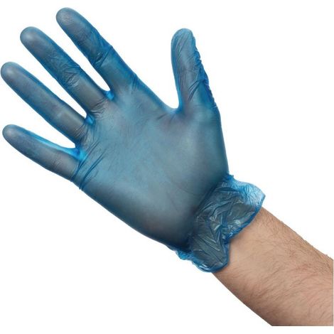 Gants alimentaires en vinyle poudré Hygiplas bleus L (Lot de 100) - Vogue (1/5)
