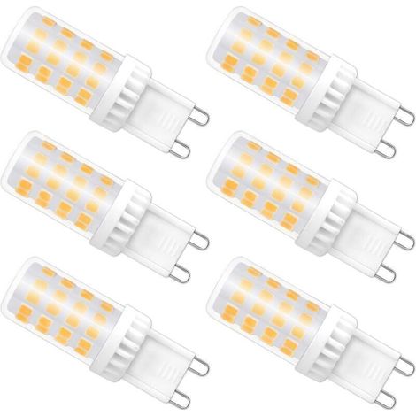 Ampoules LED G9 Dimmable, 4W équivalent à 40W halogène, 480 LM, Blanc Chaud 3000K, Culot G9 Standard, Angle de rotation à 360 °, pour Ceiling Lighting, Kitchen, Paquet de 6