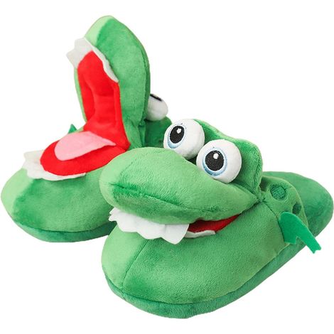 Pantoufles en forme de crocodile - Chaussons en peluche pour homme et femme - Accessoires pour temps froid pour adolescents, cadeau mignon pour amis, voisins et parents (1/5)
