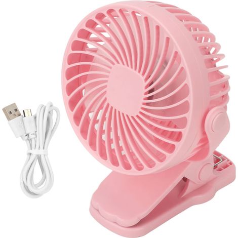 720° leiser, wiederaufladbarer USB-Tischventilator mit 3 Geschwindigkeitsstufen – Mini-Tischventilator für Büro, Studentenwohnheim, Pink (1/5)