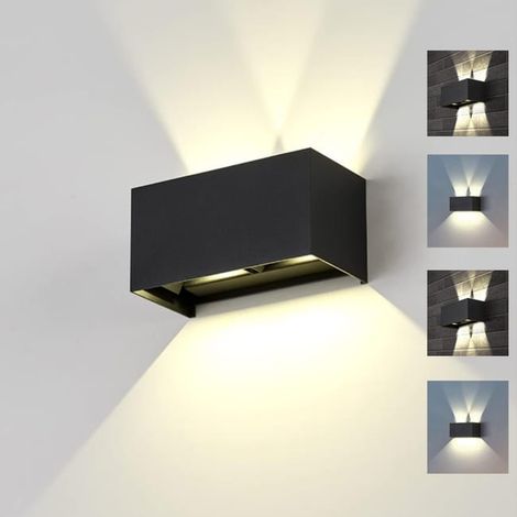 Aplique de pared LED de 24 W, aplique de pared para exteriores, luz blanca de 3000 K, resistente al agua IP65, haz ajustable de 120°, adecuado para pasillos y garajes. (1/5)