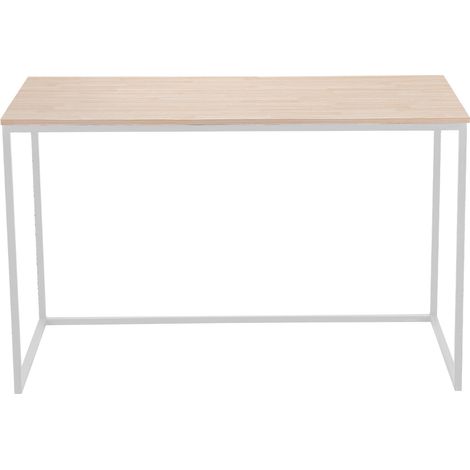 Table de bureau coloris chêne nordique / pieds blanc - Longueur 120 x largeur 60 x Hauteur 75 cm -PEGANE- (1/3)