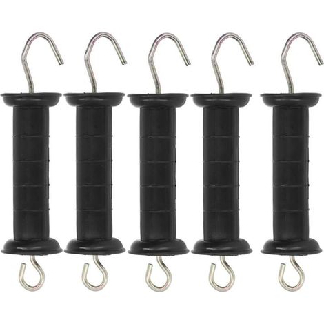 Lot de 5 poignées de portail de clôture avec ressort - Poignée de portail électrique - Accessoires de clôture électrique - Grand crochet de fixation pour clôture électrique (1/5)