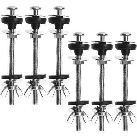 6pcs Toilet Tank Bolts and Washers Repair Kit M6x100mm Fixing Kit Narrow Coupling Tank Bolts for Split Toilet Stainless Steel (1/5)