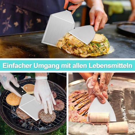 Spatule Grattoir - Acier Inoxydable - Pour Nettoyage Barbecue Gril Et Plancha - Lot De 2 (1/5)