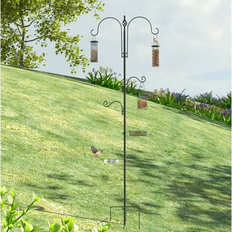 Vogel-Futterstation 54,5 x 54,5 x 208 cm aus schwarzem Stahl, stabil für den Garten – MEUBLIV (1/5)