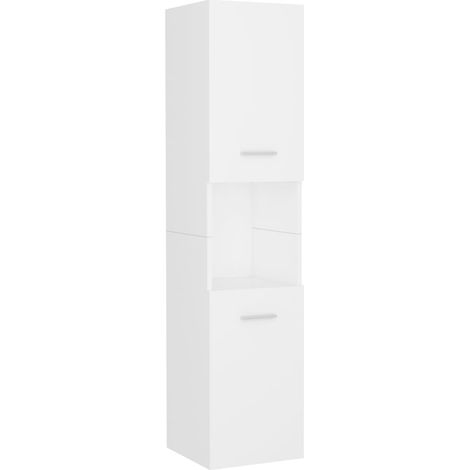 Meuble de salle de bain Armoire de salle de bain Blanc 30x30x130 cm Aggloméré (1/5)