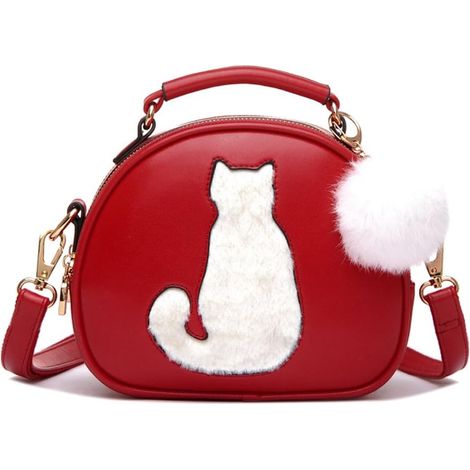 Petit sac rond portable étanche en cuir PU (rouge)