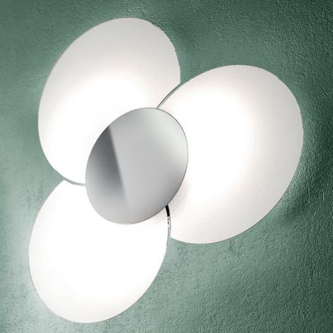 Plafoniera moderna top light clover 1114 100 fa fr fo sa cr ga e27 led vetro lampada soffitto, finitura metallo cromo lucido