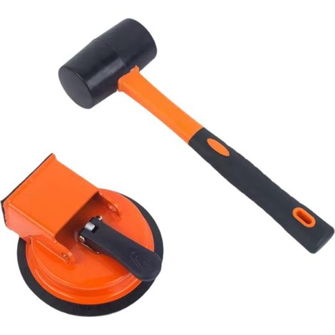 Outil de réparation des joints de sol avec maillet et ventouse, pince à carrelage portable pour la réparation des joints de sol, parquets et hôtels, Orange