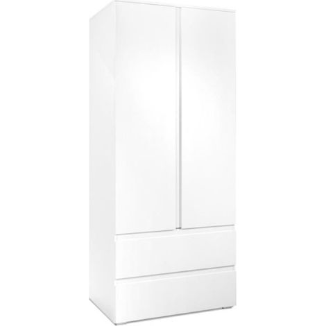 Armoire Image 60A - 2 portes battantes - 2 tiroirs - Blanc Mat - L80 x H191 x P55 cm (1/5)