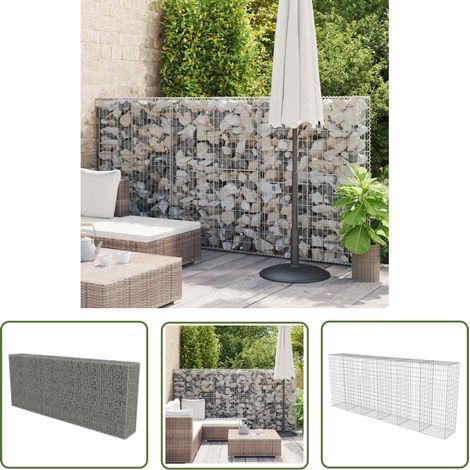 The Living Store Mur en gabion avec couvercles Acier galvanisé 300 x 50 x 150 cm - Mur En Gabion - Cloture Metallique - Barrieres Exterieur - Panneau De Clore - Construction De Mur (1/5)
