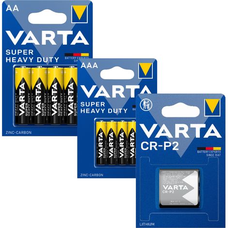 Set di batterie Varta SHD Zn-C: 4x1 batterie AAA, 4x1 batterie AA e 1 batteria al litio CR-P2 da 6V. (1/5)