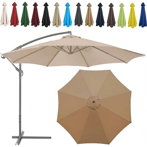 (Color:Khaki)Auvent De Remplacement Pour Parasol, 2.7 M, 8 Baleines, Tissu De Rechange Pour Parasol, Toile De Rechange Pour Parasol Remplacez L'ancien Auvent Auvent De Rechange