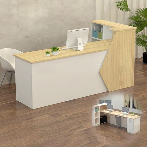 Empfangstheke mit Stauraum, 100-300 cm, Holz/Weiß, für Büro & Praxis (1/5)