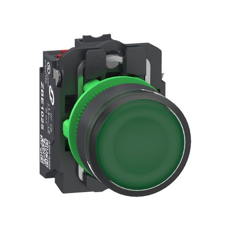 Bouton poussoir lumineux vert Ø22 24V AC/DC 1NO+1NF Push-In SCHNEIDER - XB5AW33B55