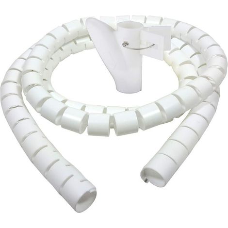 Goulotte de câbles de bureau 3,0 m, gaine spiralée flexible pour câble de 20 mm, blanche