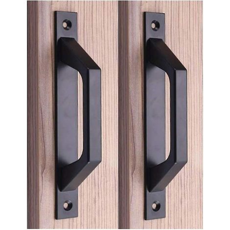 Poignée de porte coulissante en acier au carbone pour portes de grange et portes en bois (1/4)