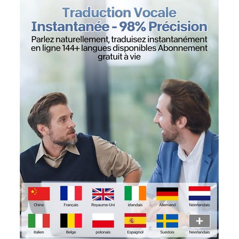 Auriculares con traductor instantáneo por IA: compatibles con 144 idiomas y traducción en tiempo real, 48 horas de autonomía, Bluetooth 5.4. Auriculares con traductor en tiempo real, perfectos para vi (1/5)