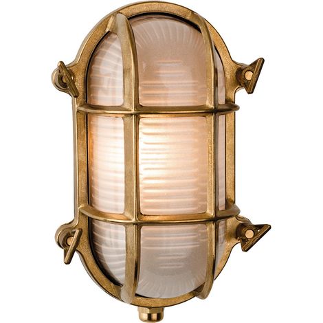 Firstlight Nautic - Cloison extérieure à 1 ampoule, laiton affleurant, verre dépoli IP64, E27