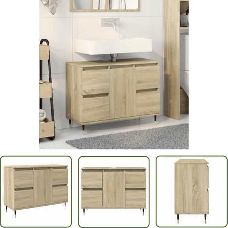 vidaXL Badschrank Sonoma-Eiche 80x33x60 cm Holzwerkstoff (1/5)