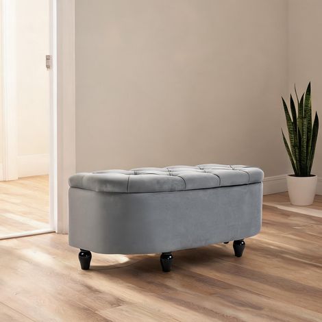 Pouf coloris gris foncé en polyester Gummiholz 120 x 46 x 42 cm (1/5)