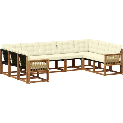 Outdoor Sofa Set 9 pcs Natural and Cream vidaXL (1/5)