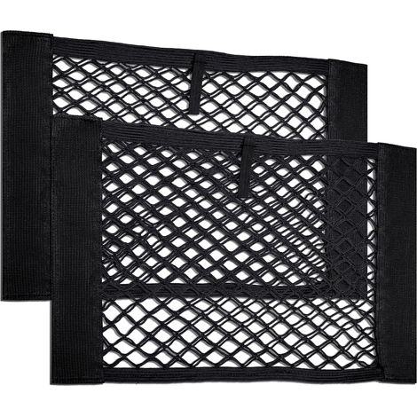 Ensemble de Sacs de Rangement en Filet pour Coffre de Voiture avec Velcro - Filet et Pratique elastique pour Organisation Interieure Auto - 40x25 cm (1/5)