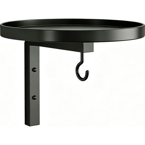 Wandmontiertes Vogelbad aus Eisen, rustikaler 2-in-1-Futterspender mit Aufhängehaken für den Zaun, rostbeständiger Wassernapf aus Metall für Balkon, Hof und Garten, Set mit 1 schwarzem Outdoor-Futters (1/5)