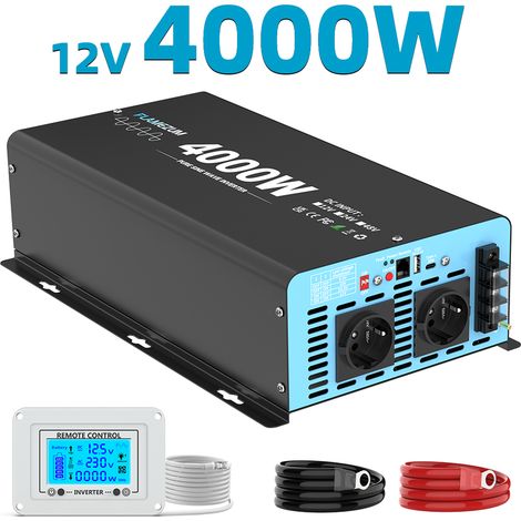 Spannungswandler 12V auf 230V – Reiner Sinus‑Wechselrichter 4000W Dauerleistung 8000W Spitzenleistung – Schutz vor Überhitzung und Kurzschluss (1/5)