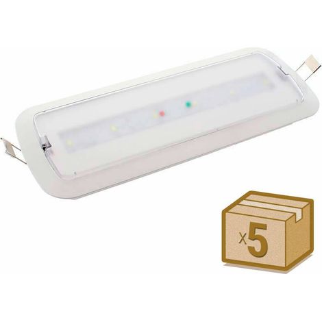 Pack 5 x Luz de emergencia LED NICELUX con AUTO-TEST, Permanente / No permanente, Blanco frío