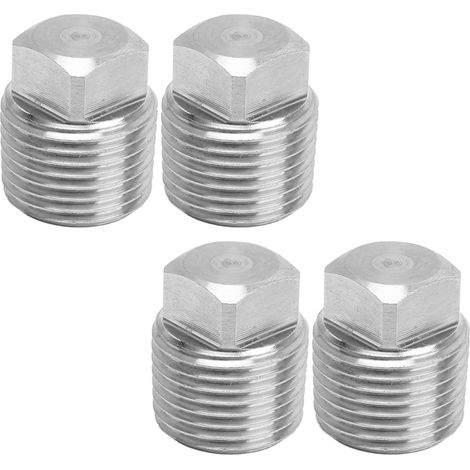 4 pcs bouchons tete carree pleins acier inox 316 20.8mm raccord tuyau robuste pour eau huile gaz (1/5)