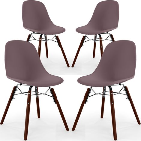 Sedie da Pranzo - Design Scandinavo - Gambe in Legno Scuro - Set di 4 - Skögur Talpa