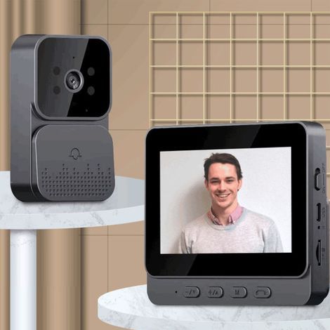 Caméra de Sonnette sans Fil, Système d'interphone Vidéo, écran de 4,3 Pouces, Caméra de Sonnette Vidéo 5 MP, Vision Nocturne Grand Angle de 120 Degrés pour Villa, Maison (1/5)