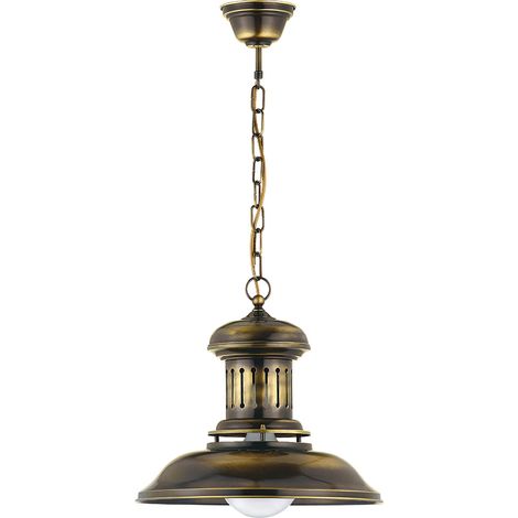 Lampada sospensione industriale a catena ottone E27 Jupiter