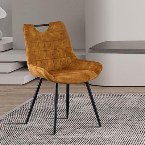 Chaise de salle à manger en velours jaune - gold MARINA (lot de 2) (1/5)