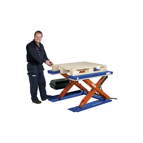 Flachform-Hubtisch  LxB 1450 x 1085 mm  Hubbereich bis 800 mm 