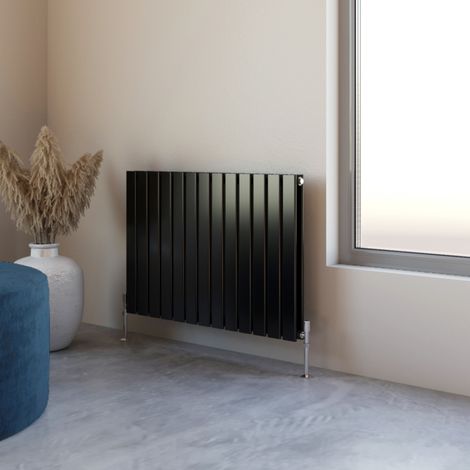 Acezanble 600x884mm Double Black Horizontal Flat Panel Central Heating Designer Radiator