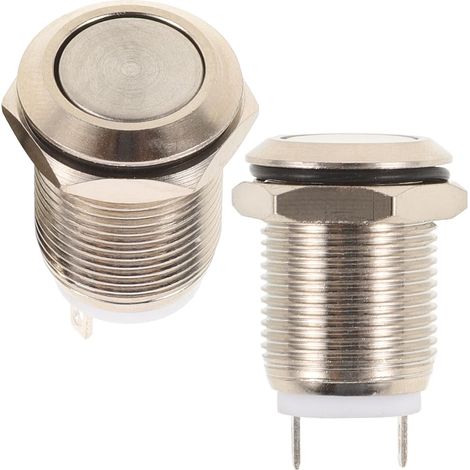 2 Pièces Bouton de Sonnette Lumineux Rond en Cuivre Nickelé Facile à Installer, Bouton Poussoir Robuste pour Porte, Design Simple et Créatif pour Maison (1/5)