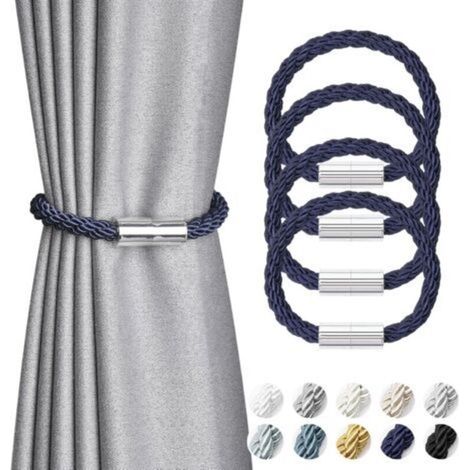 Lot de 4 mini attaches magnétiques pour rideaux, style moderne et simple (gris) (1/5)