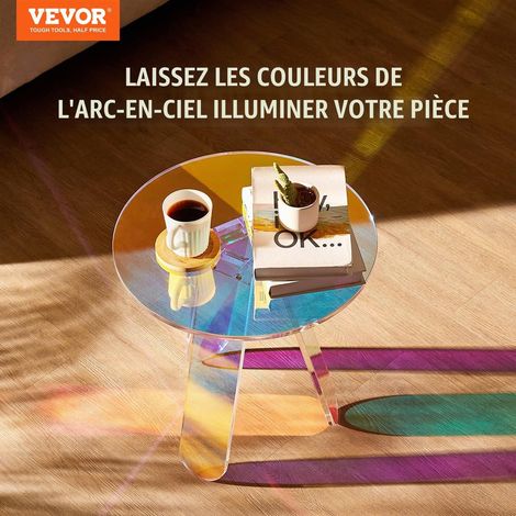 Table d'Appoint Ronde 450x480 mm Bout de Canapé Irisée en Acrylique - Table Basse charge max. 10 kg Install. Facile - pour Affaires, Salon, Chambre, Balcon (1/5)