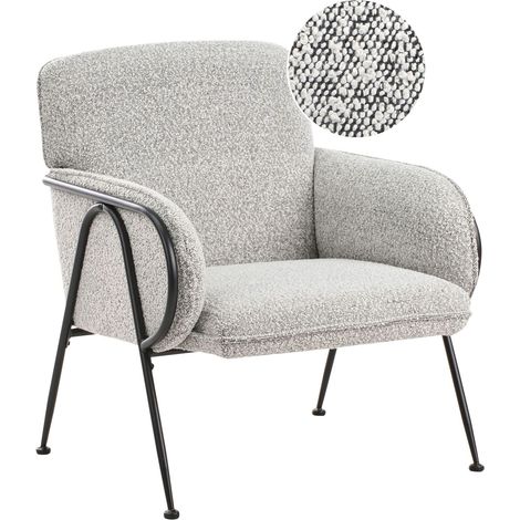 Fauteuil d'Appoint Structure en Métal Tissu Rembourré Siège Supplémentaire Noir et Blanc Trysnes