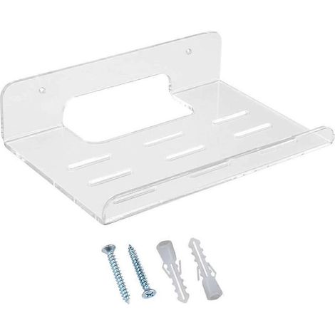 Support mural pour routeur WiFi, support de rangement pour mini PC, lecteur DVD, connecteur réseau. Idéal pour chambre, salon, bureau. Fixation facile, gain de place. (1/4)