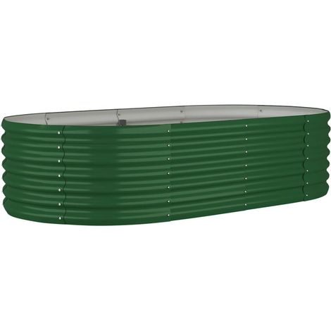 Vaso per fioriera aiuola rialzata piante fiori terrazza giardino giardino acciaio verniciato a polvere 152 x 80 x 36 cm verde 020039583