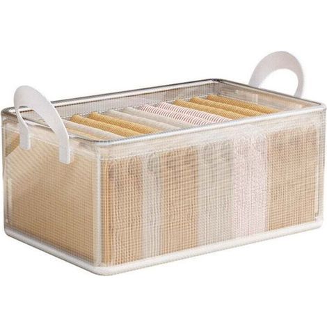 Clothes Storage Box, Multi-Layer Wardrobe Organizer Box, Foldable Storage Basket, Transparent (1/4)
